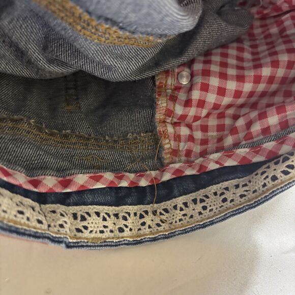 PROJECT REBEL DENIM Raw Hem Checkered Medium Wash High Rise Cut Off Shorts BL - Picture 14 of 15